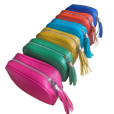 Turquoise Cross-Body Tassel Leather Bag