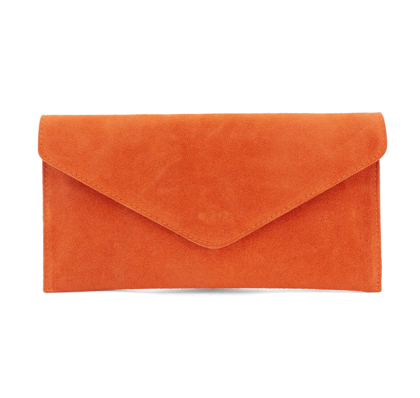 Orange Suede Leather Clutch Bag