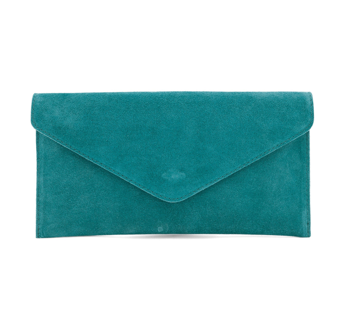 Teal Suede Leather Clutch Bag