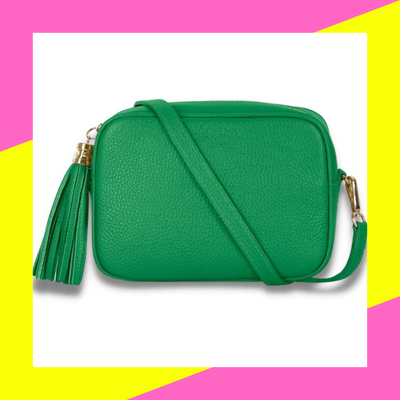 Vivid Green Cross-Body Tassel Leather Bag