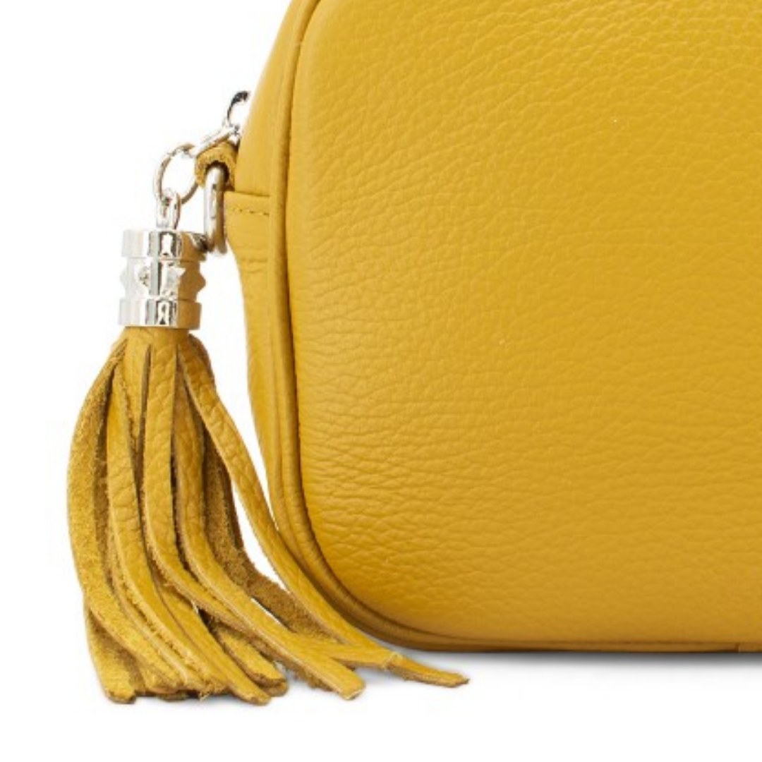 Yellow Cross-Body Tassel Leather Bag